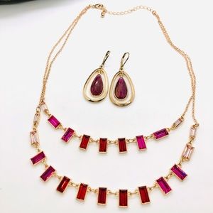 Modern vintage Ombré crystal statement necklace & earrings